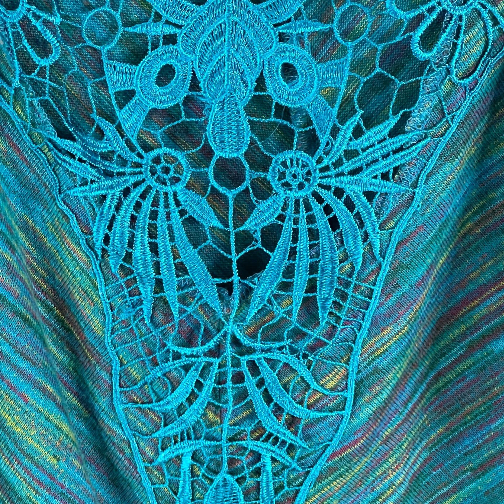 Almost Famous Almost Famous Womens Blouse Size L Lace Back Blue Swirl Pullover Size L / US 10 / IT 46 - 6 Thumbnail