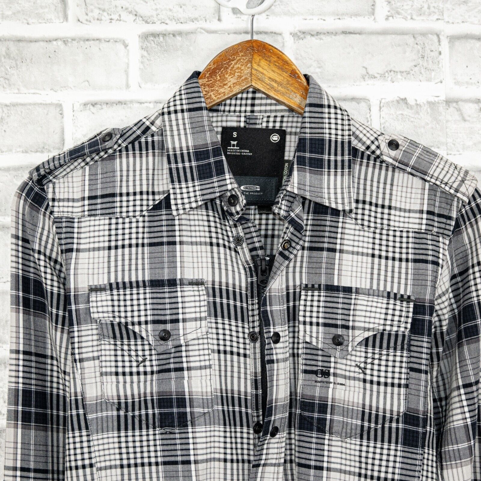 G-Star G Star RAW Men's Zip & Snap Button up Shirt Gray Plaid Small Size US S / EU 44-46 / 1 - 5 Thumbnail