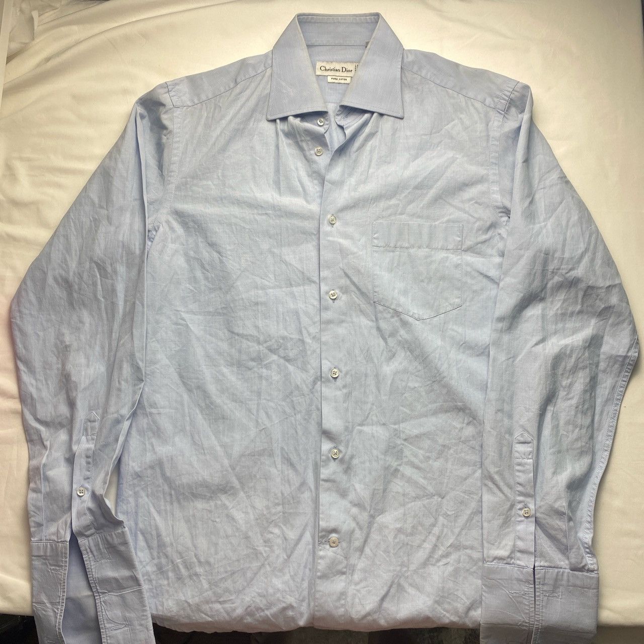 Christian Dior Monsieur Christian Dior Vintage Blue Button-Up (Pre-2000s, Archival) Size 38R - 2 Thumbnail