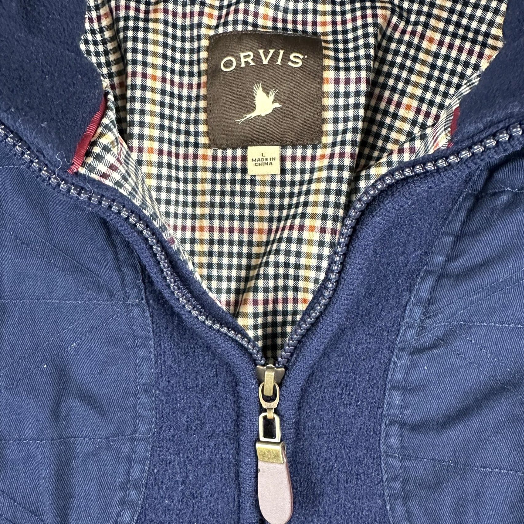 Orvis Orvis Sweater Jacket Mens Medium Navy Wool Full Zip Plaid Lined Shooting Patch Size US XL / EU 56 / 4 - 2 Thumbnail