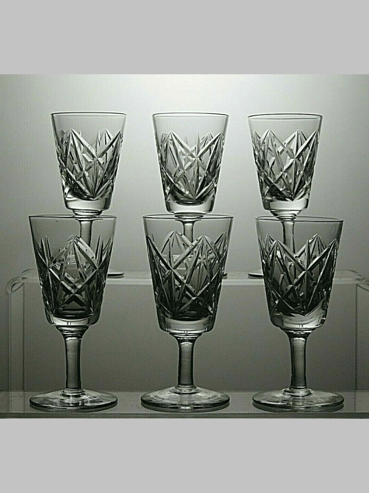 The Unbranded Brand Lovely Lead Crystal Cut Glass Liqueur Set Of 6 Glasses 4" Size ONE SIZE - 1 Thumbnail