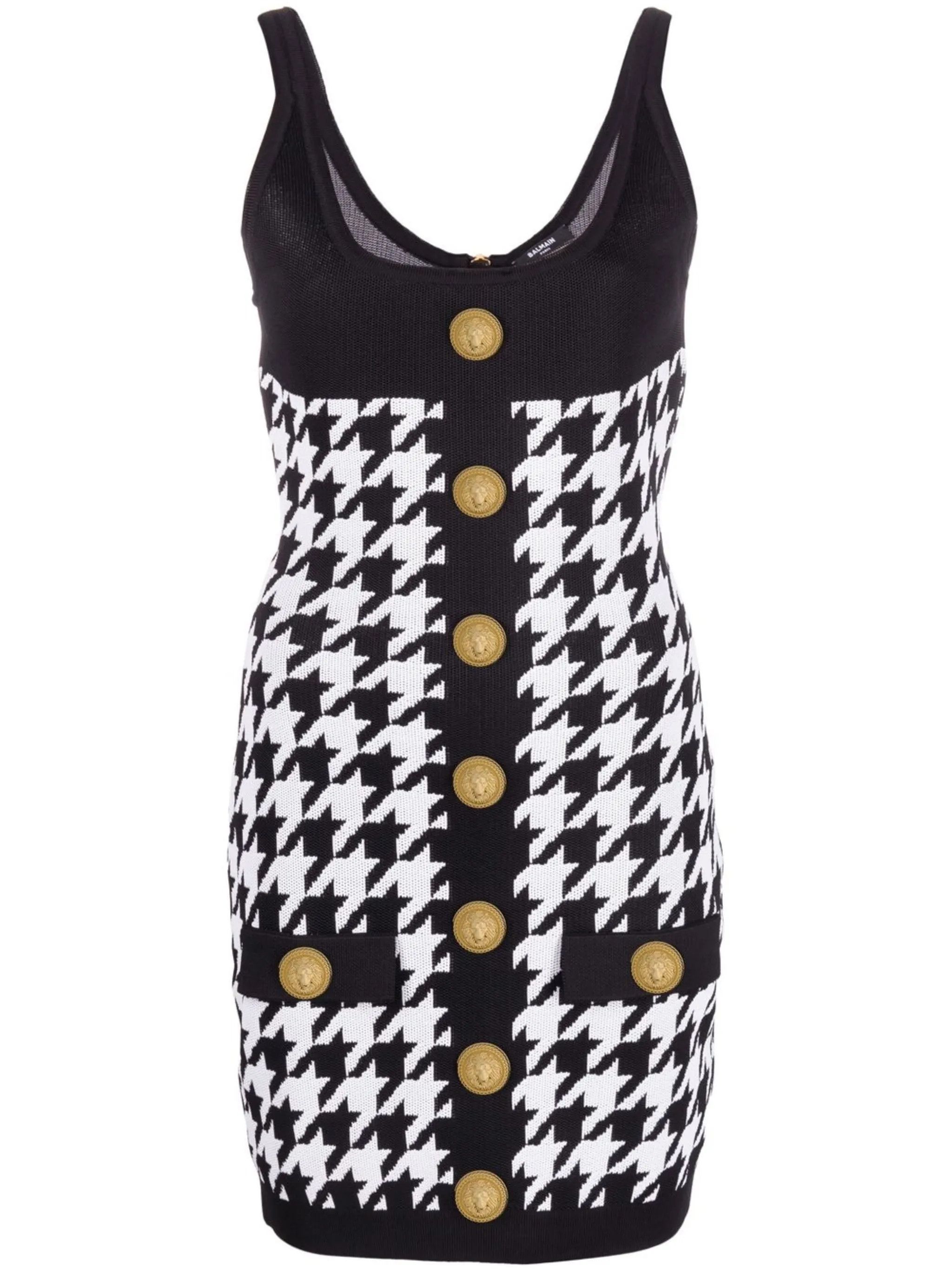 Balmain o1y0525 Mini Dress in Black/White Size L / US 10 / IT 46 - 1 Thumbnail