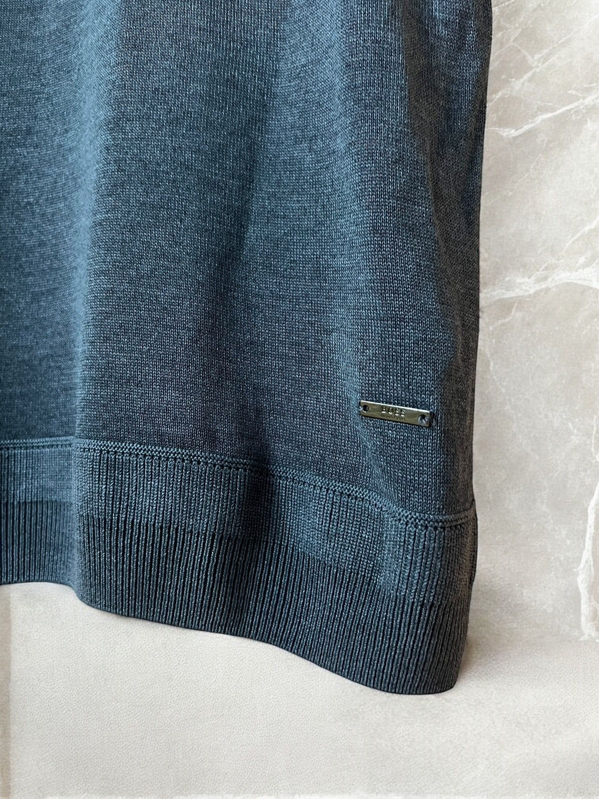 Hugo Boss × Vintage Hugo BOSS SILK/COTTON knitted tee classic fit metal logo y2k Size US L / EU 52-54 / 3 - 2 Thumbnail