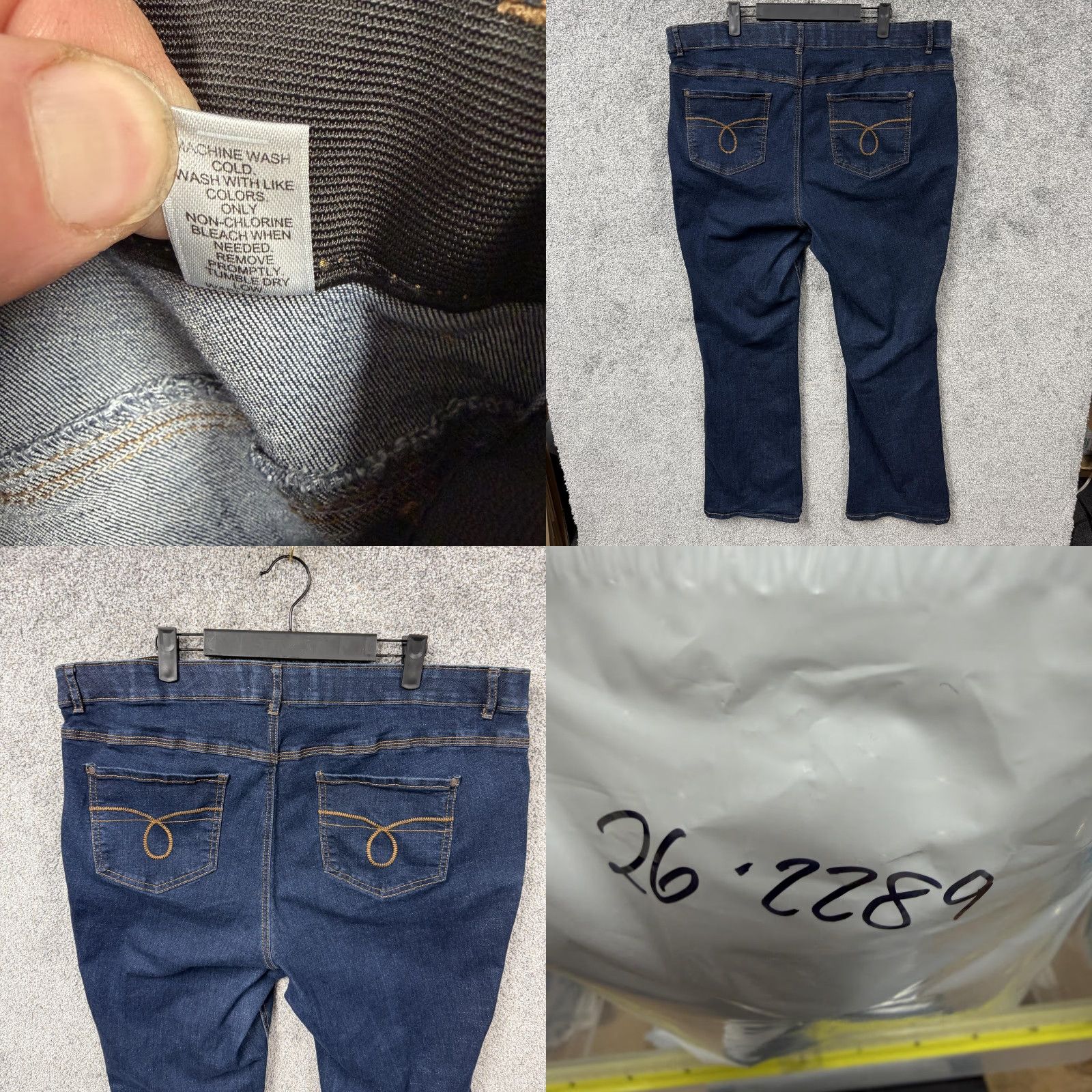 Vintage Cato Denim Jeans 20W Plus High Rise Comfort Stretch 40x29 Western Americana 5-Pocket Embroidered Dark Blue Straight Womens Jeans Size 42" / US 20 - 8 Thumbnail