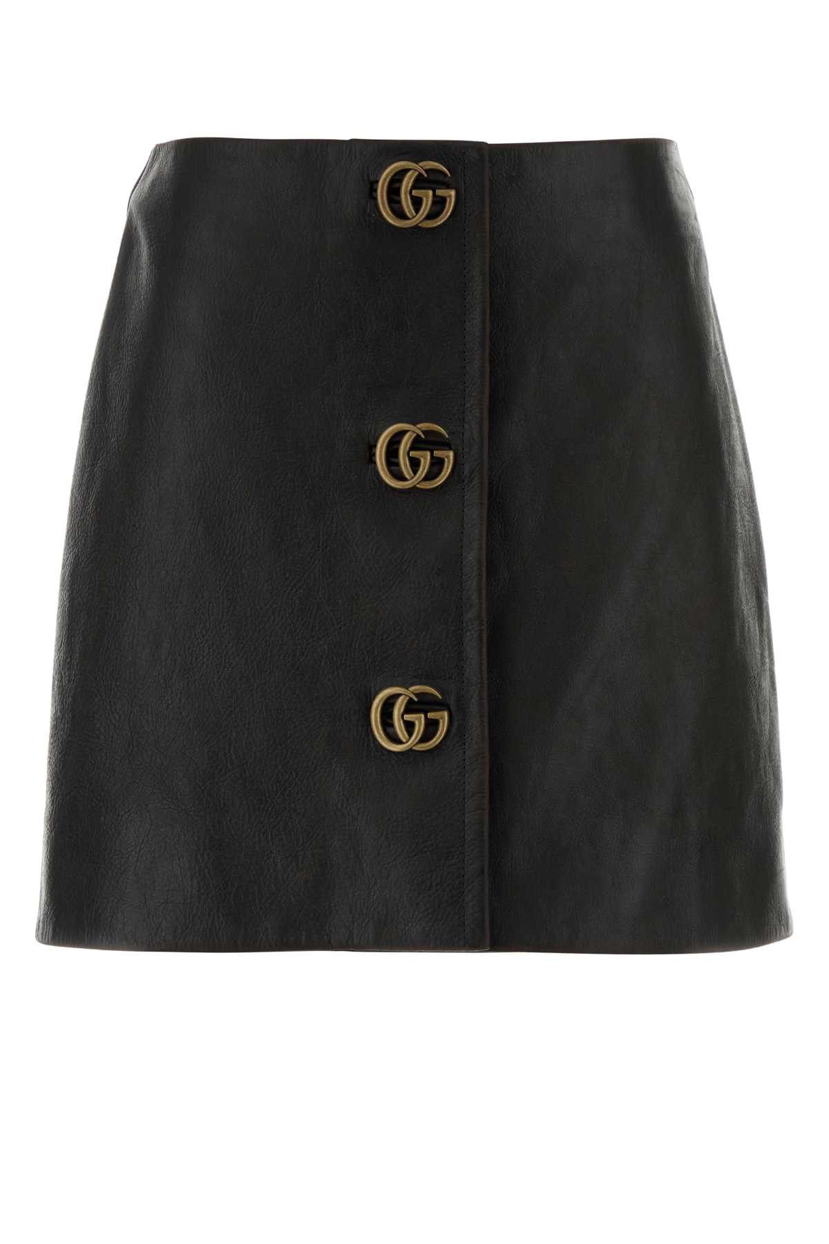 Gucci Black Leather Mini Skirt Size 27" / US 4 / IT 40 - 1 Thumbnail