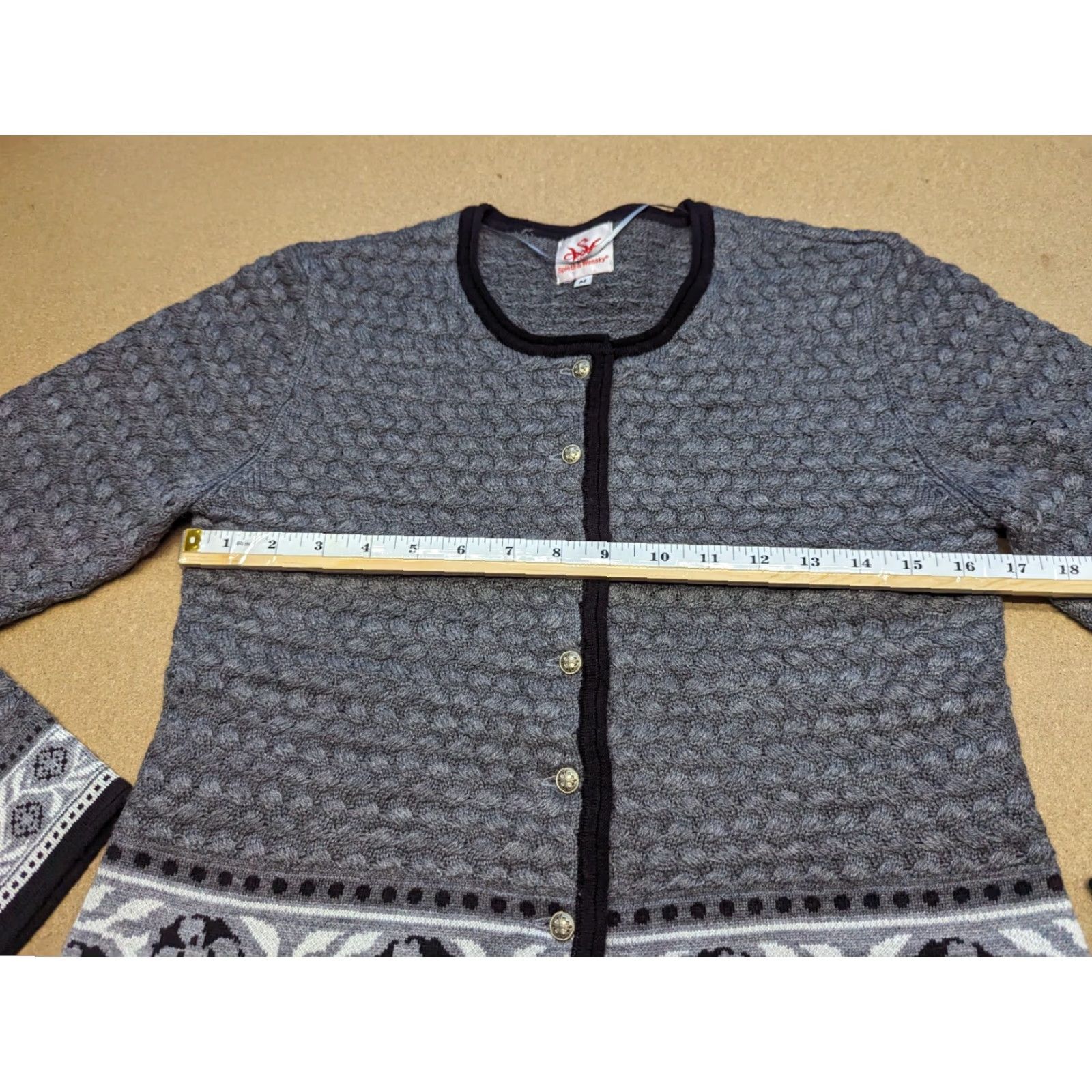 Vintage Spieth & Wensky Womens Cardigan Medium Wool Blend Round Gray Buttons Knit Size M / US 6-8 / IT 42-44 - 3 Thumbnail