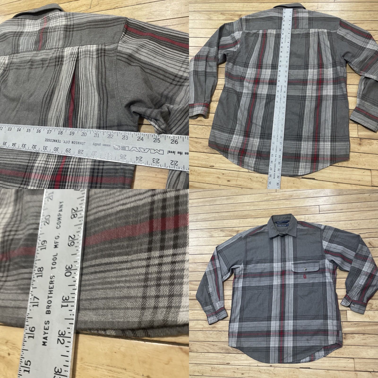 Nautica VINTAGE Nautica Shirt Men M 1/4 Zip Plaid Red Gray Grunge 90s Cotton Long Sleeve Warm Casual Workwear Size US M / EU 48-50 / 2 - 8 Thumbnail