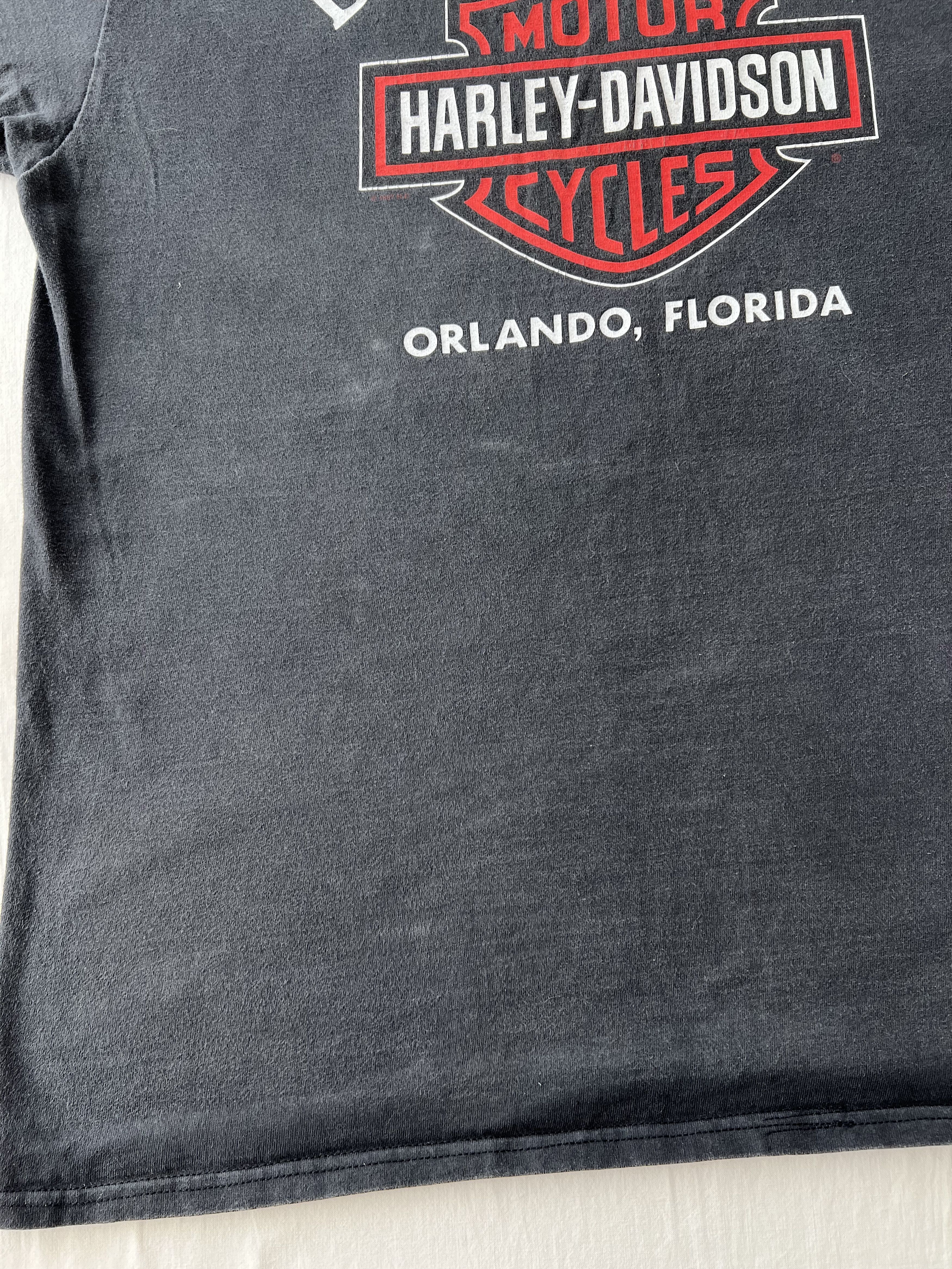 Harley Davidson Vintage 90s Harley Davidson 1958 Panhead Florida Black Tee Size US XL / EU 56 / 4 - 22 Thumbnail