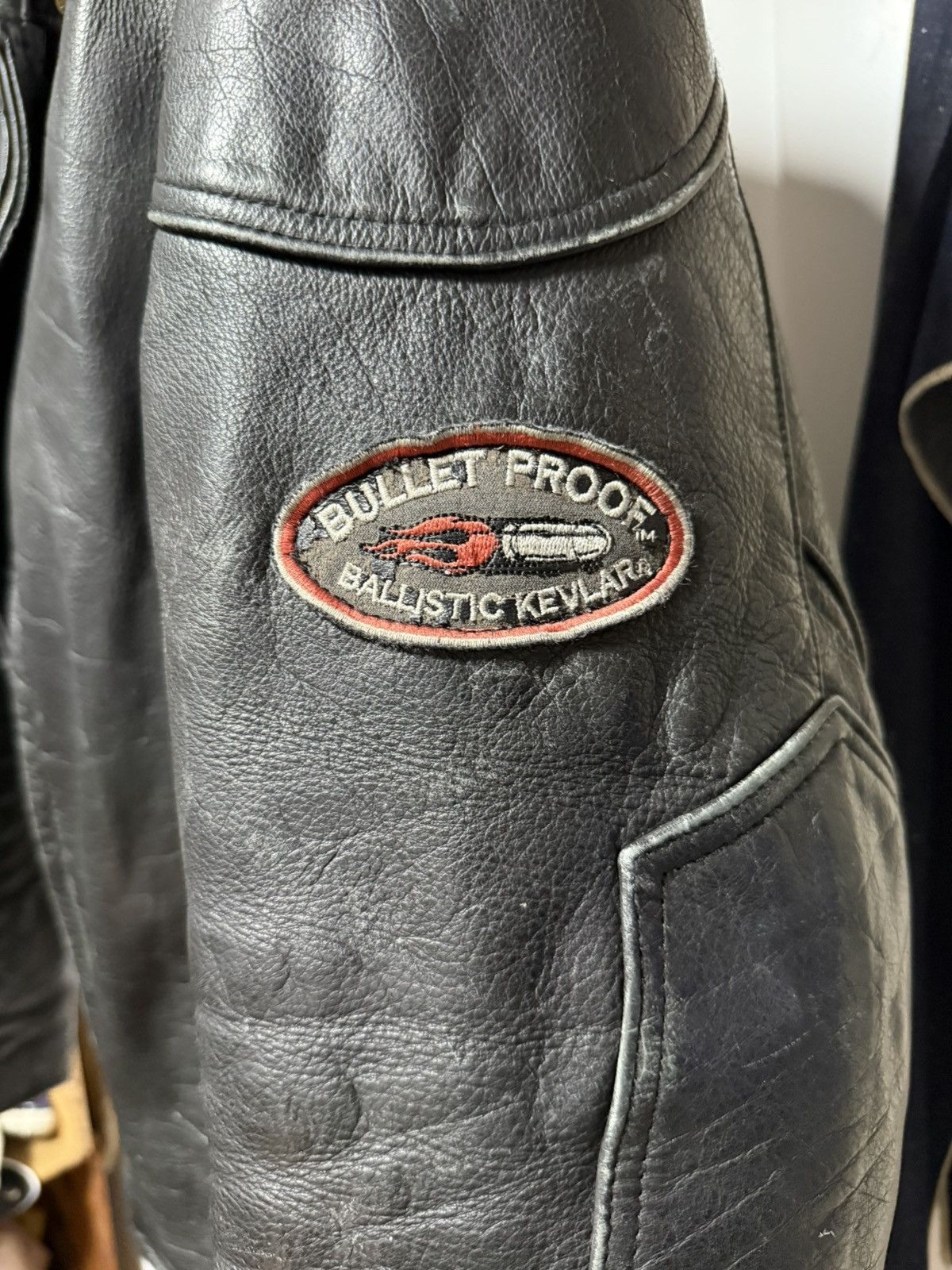 Vintage Vintage Bullet Proof Biker Apparel Leather Jacket Size US L / EU 52-54 / 3 - 2 Thumbnail