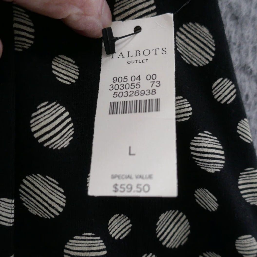 Talbots Talbots Skirt Midi Wrap Knit Black Beige Polka Dot Pull On NEW Women L Size 36" / US 14 / IT 50 - 6 Thumbnail