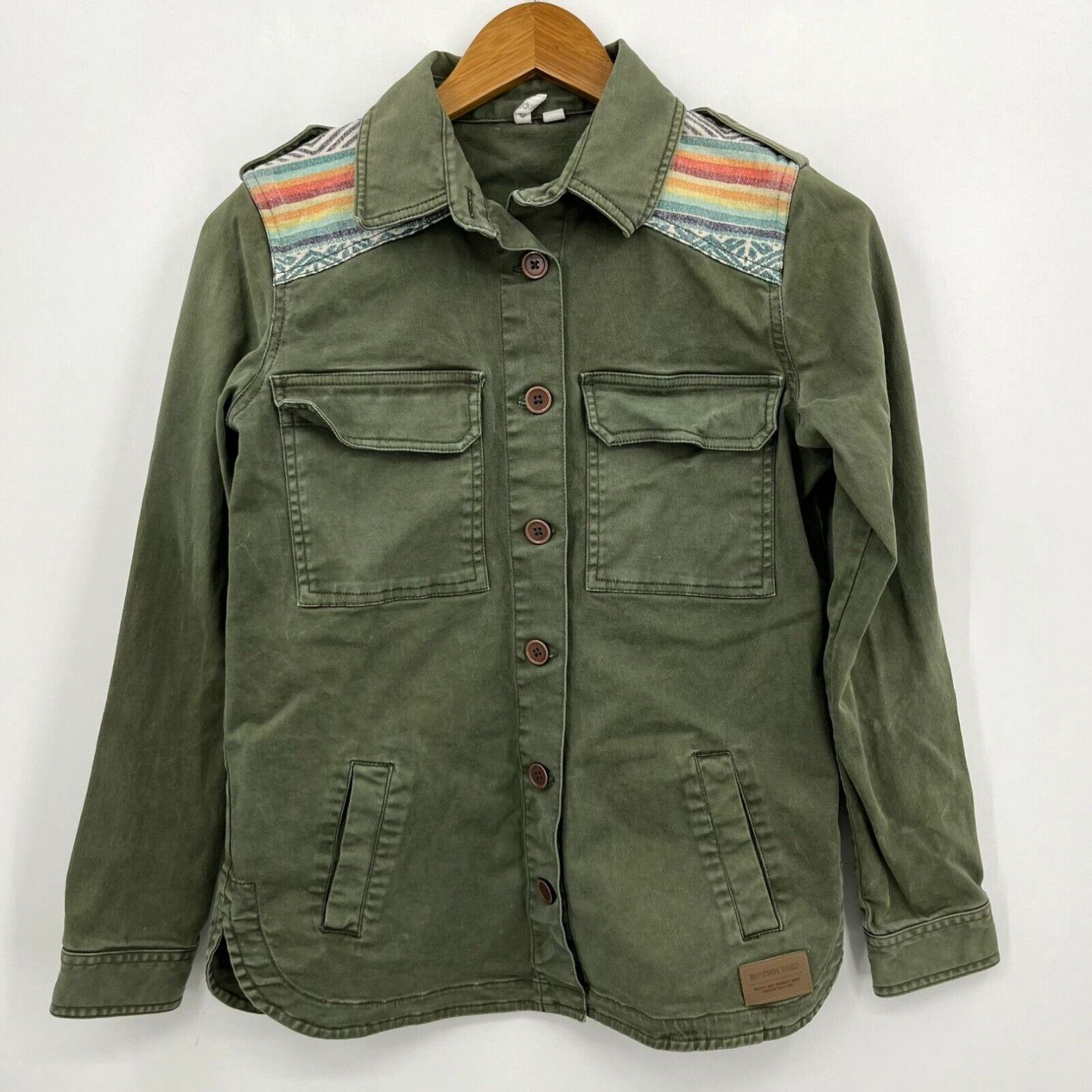 Vintage Roxy Military Jacket Women s M Olive Green Button Pockets Tropical Beach Y2K Grailed