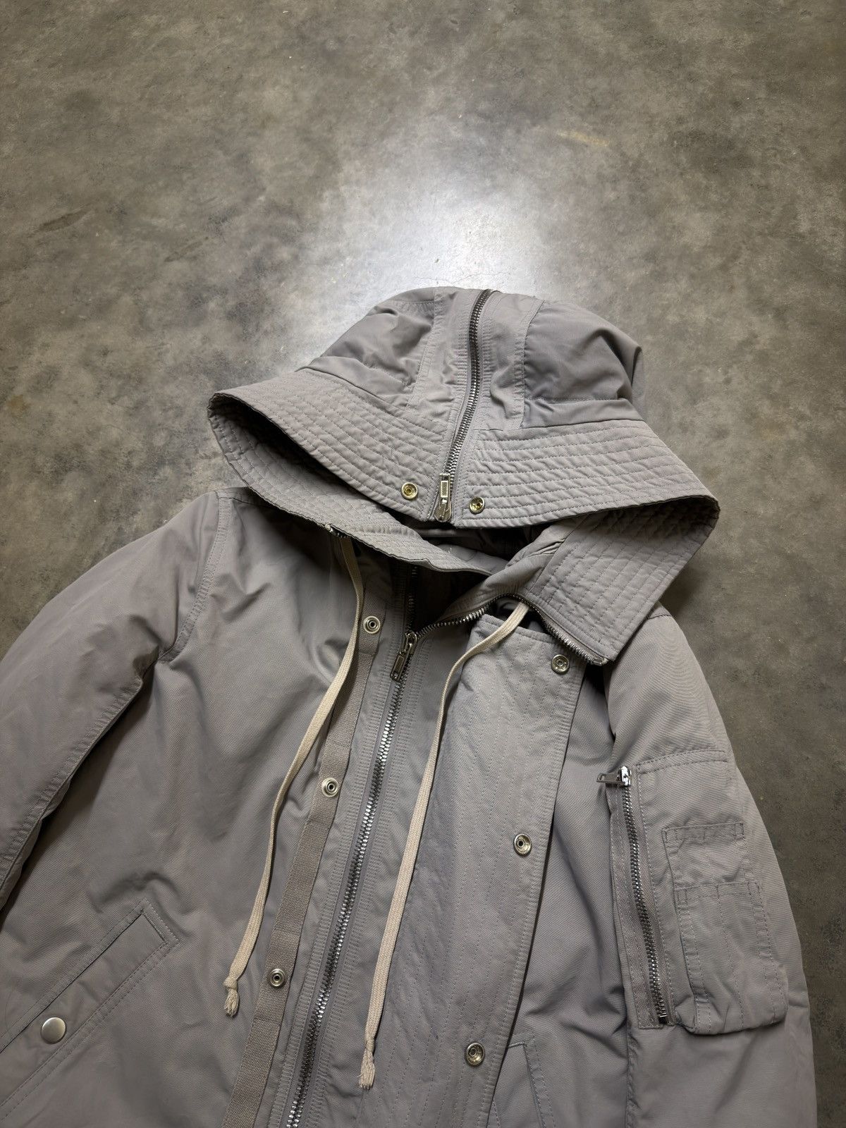 Rick Owens Rick Owens FW17 ‘Glitter’ Grey Exploder Parka Size US XS / EU 42 / 0 - 2 Thumbnail