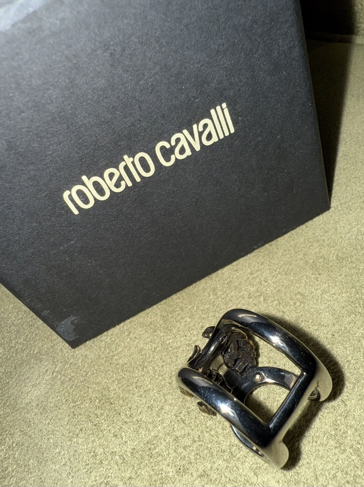 Roberto Cavalli Roberto Cavalli Monogram Serpent Ring, size 9, silver/gold Size ONE SIZE - 8 Thumbnail
