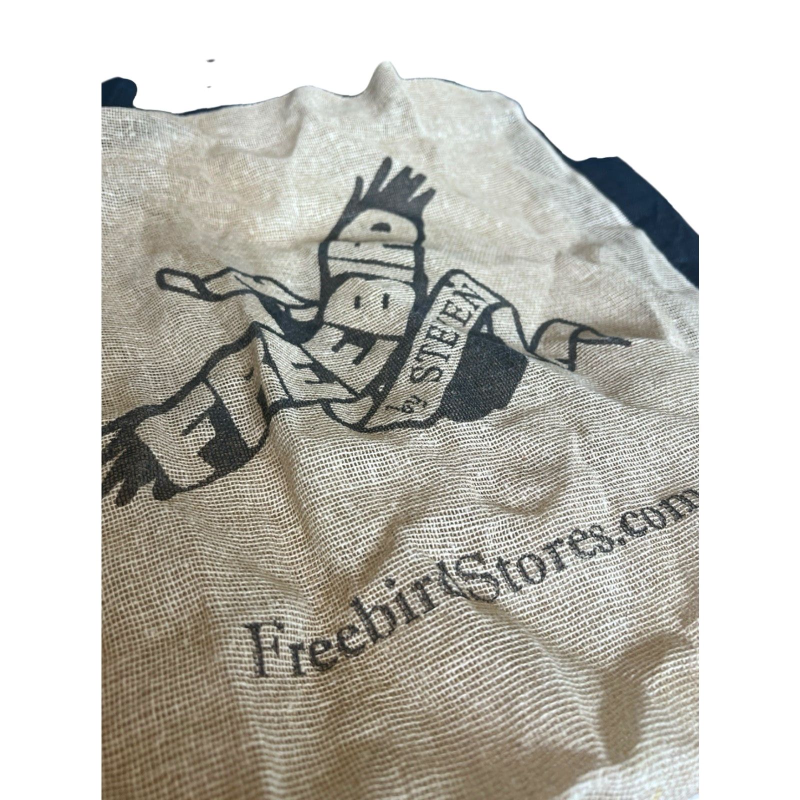 FREEBIRD VINTAGE FREEBIRD By Steven Tan & Black LOGO JUTE BAG Shoulder Tote Travel Tan Womens 14” tall 16.5” wide 4.5” deep Size ONE SIZE - 5 Thumbnail