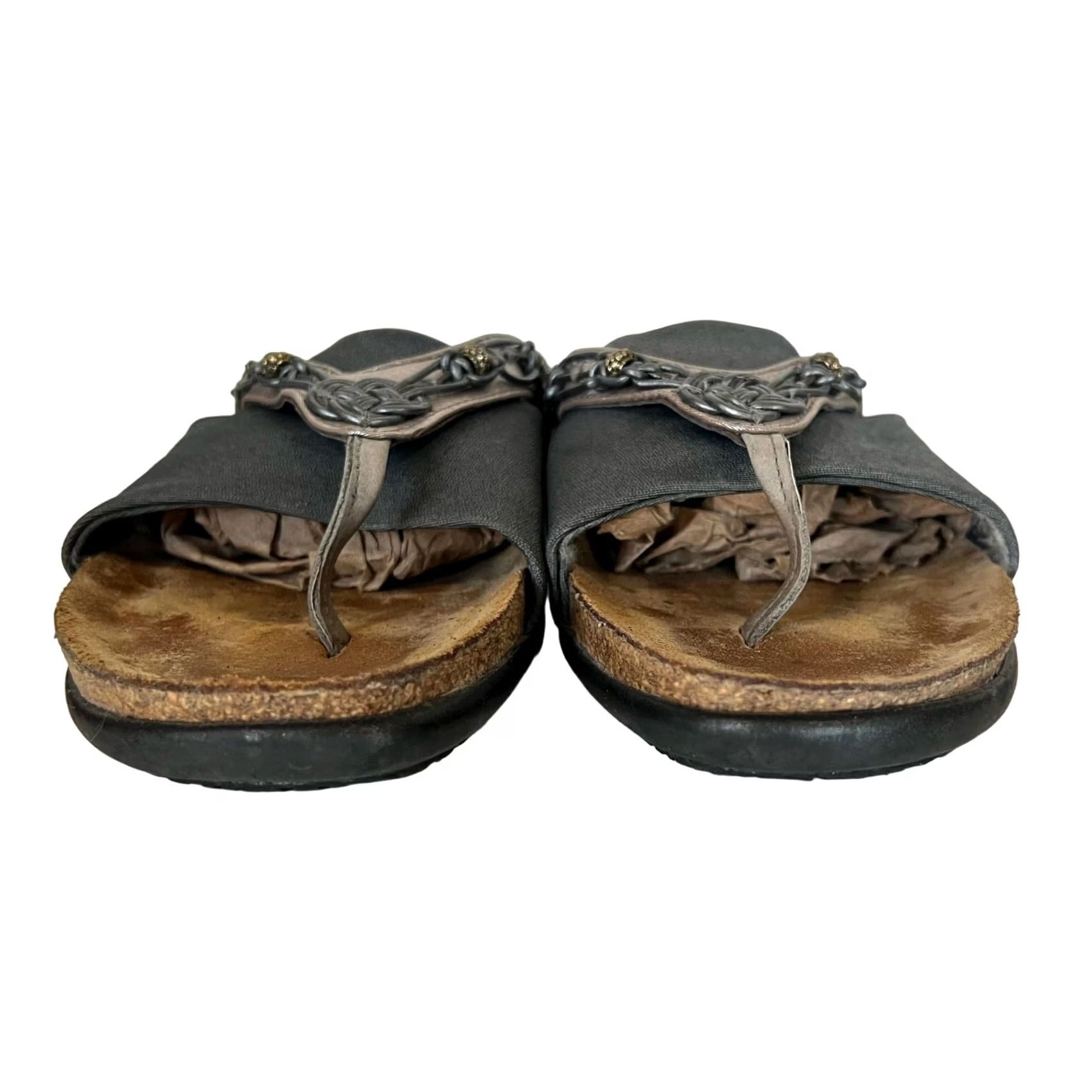 Vintage Naot Jennifer Sandal Gray Silver Leather Flip Flop Thong Flat Womens 39 US 8/8.5 Size US 8 / IT 38 - 3 Thumbnail