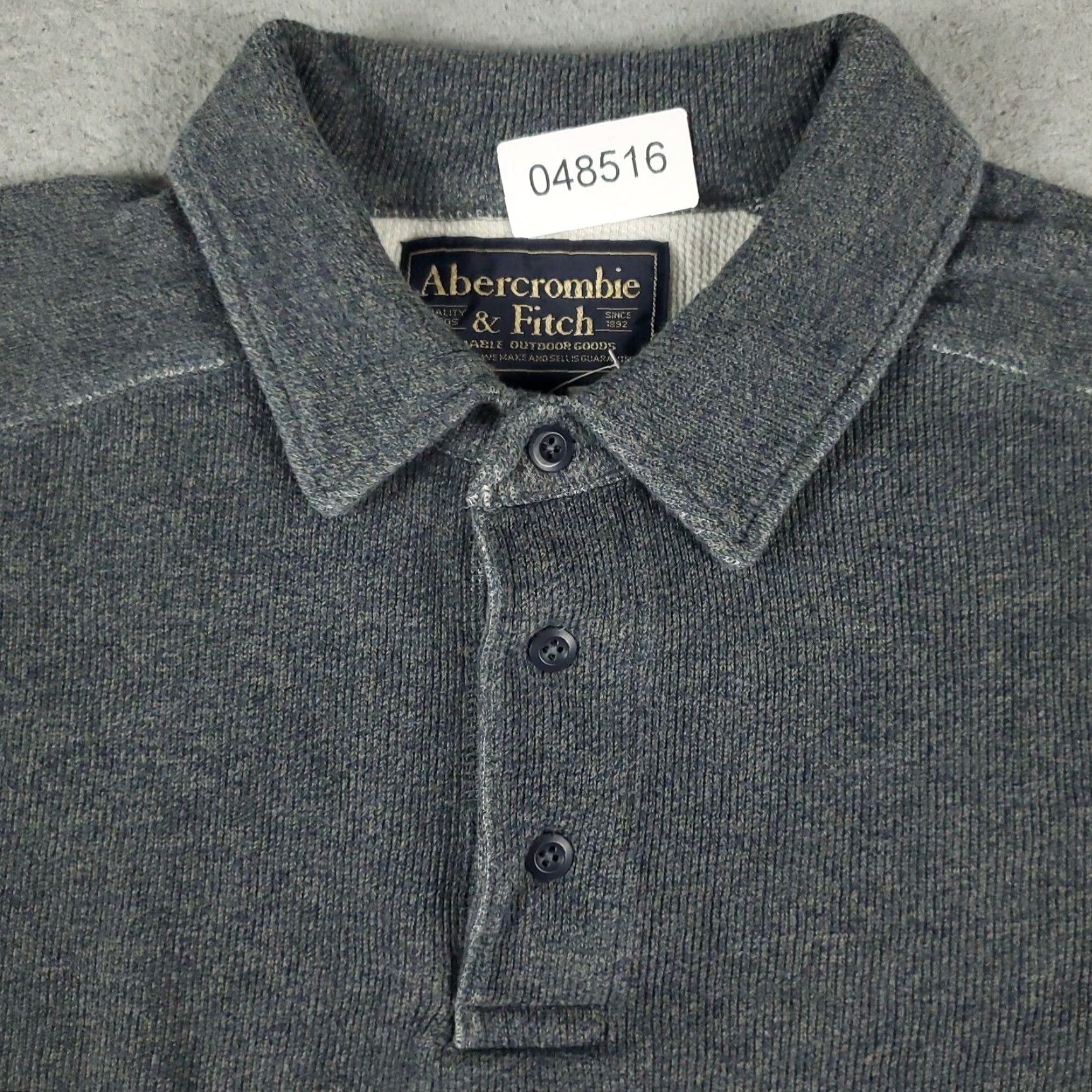 Abercrombie & Fitch Abercrombie & Fitch Mens Medium Gray Collared Pullover Sweater Cotton Blend Long Sleeve Size US M / EU 48-50 / 2 - 2 Thumbnail