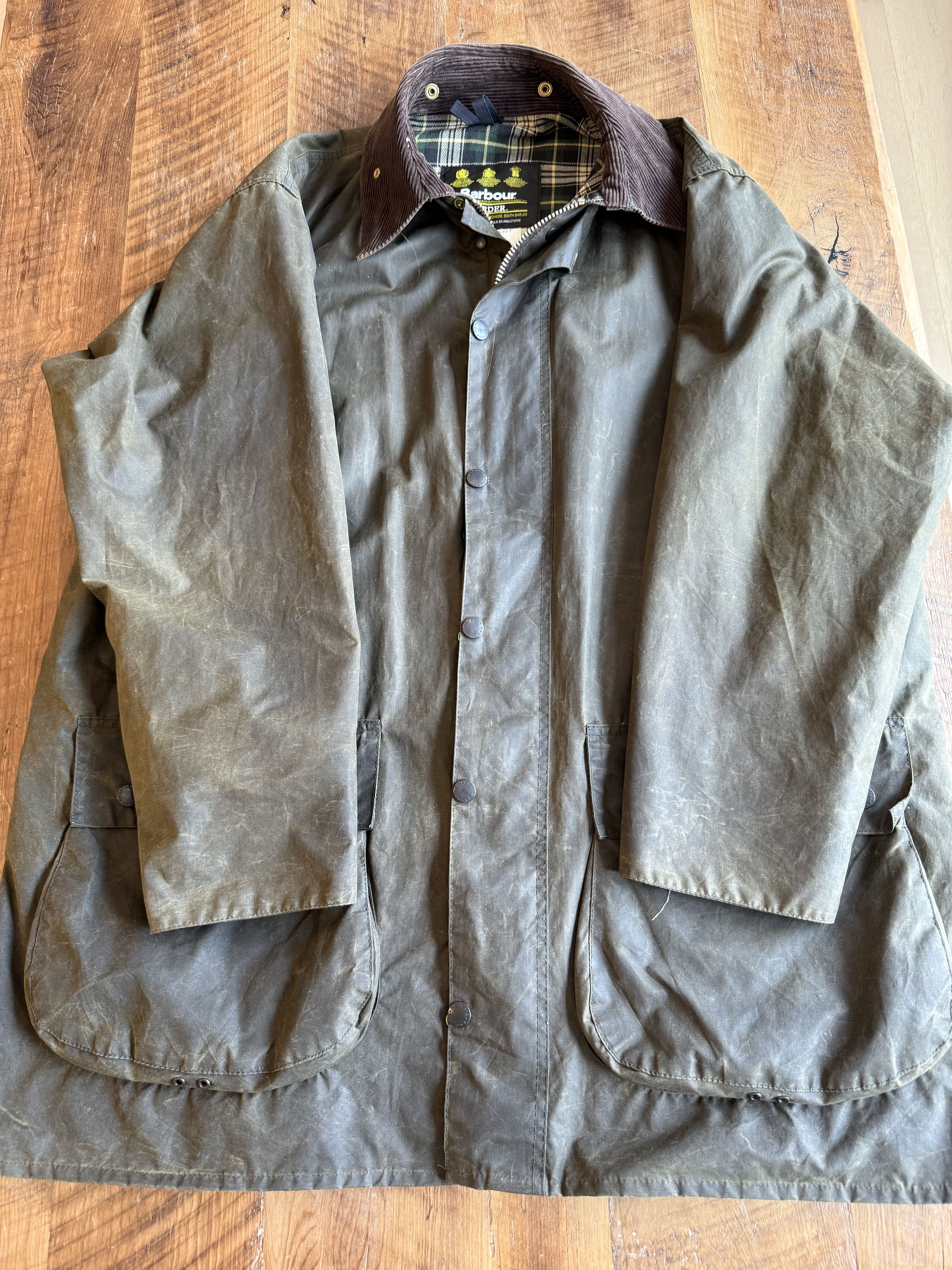 Barbour Barbour Border Waxed Jacket Olive Green Size Made in England Size US XXL / EU 58 / 5 - 1 Thumbnail