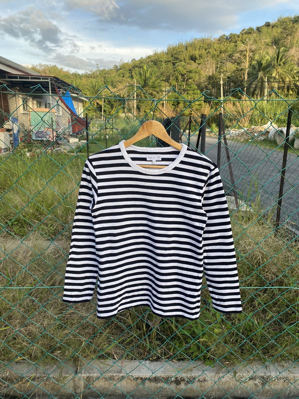 image of Steals Agnes B. Breton Striped Long Sleeve Tee in Black Stripe, Women's (Size Small)