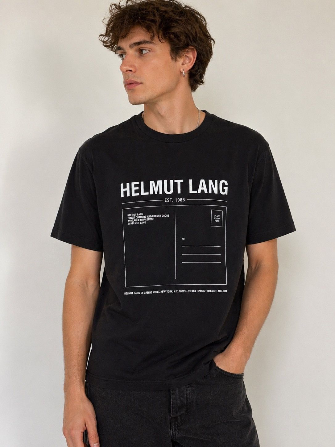 Helmut Lang Helmut Lang Black Graphic Logo Tee Size M Portugal Size US M / EU 48-50 / 2 - 1 Thumbnail