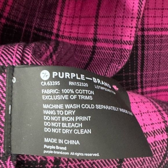 Purple Brand Purple Brand Plaid Cotton Flannel Shirt Pink Men’s Size Medi Size US M / EU 48-50 / 2 - 6 Thumbnail