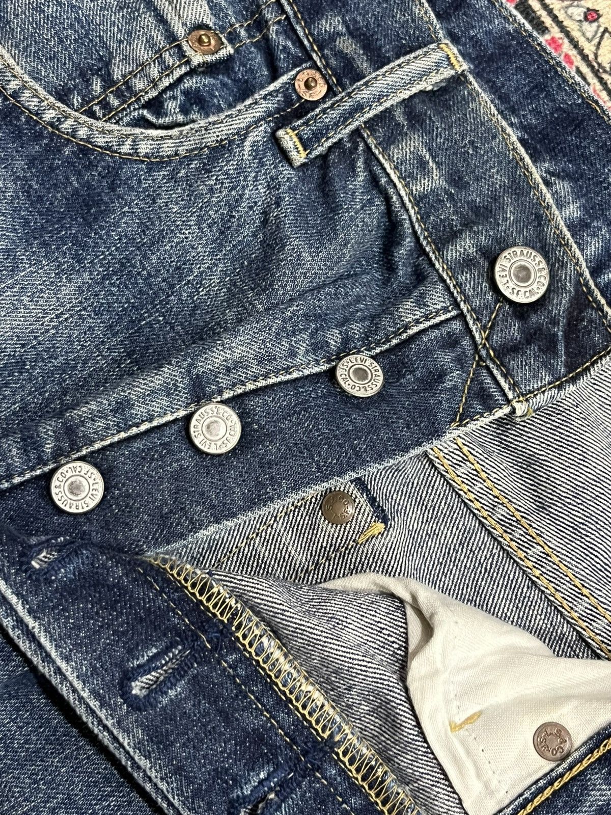 Levi's Levi’s 503BXX Big E Dark Blue Faded Distressed Selvedge Jean Size US 33 - 8 Thumbnail