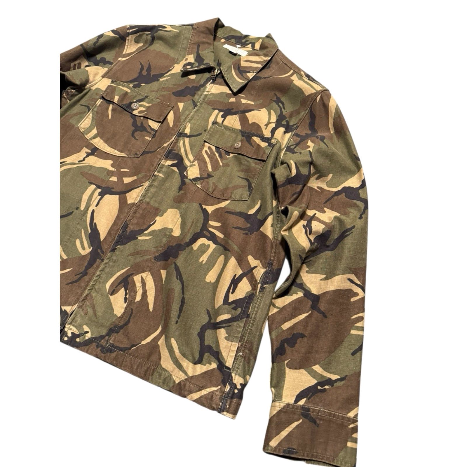 Wallace & Barnes Wallace & Barnes J.Crew DPM Camo Full Zip Military Overshirt Jacket M Green Canvas Cotton Blend Zip Button Mens Jacket Size US M / EU 48-50 / 2 - 4 Thumbnail