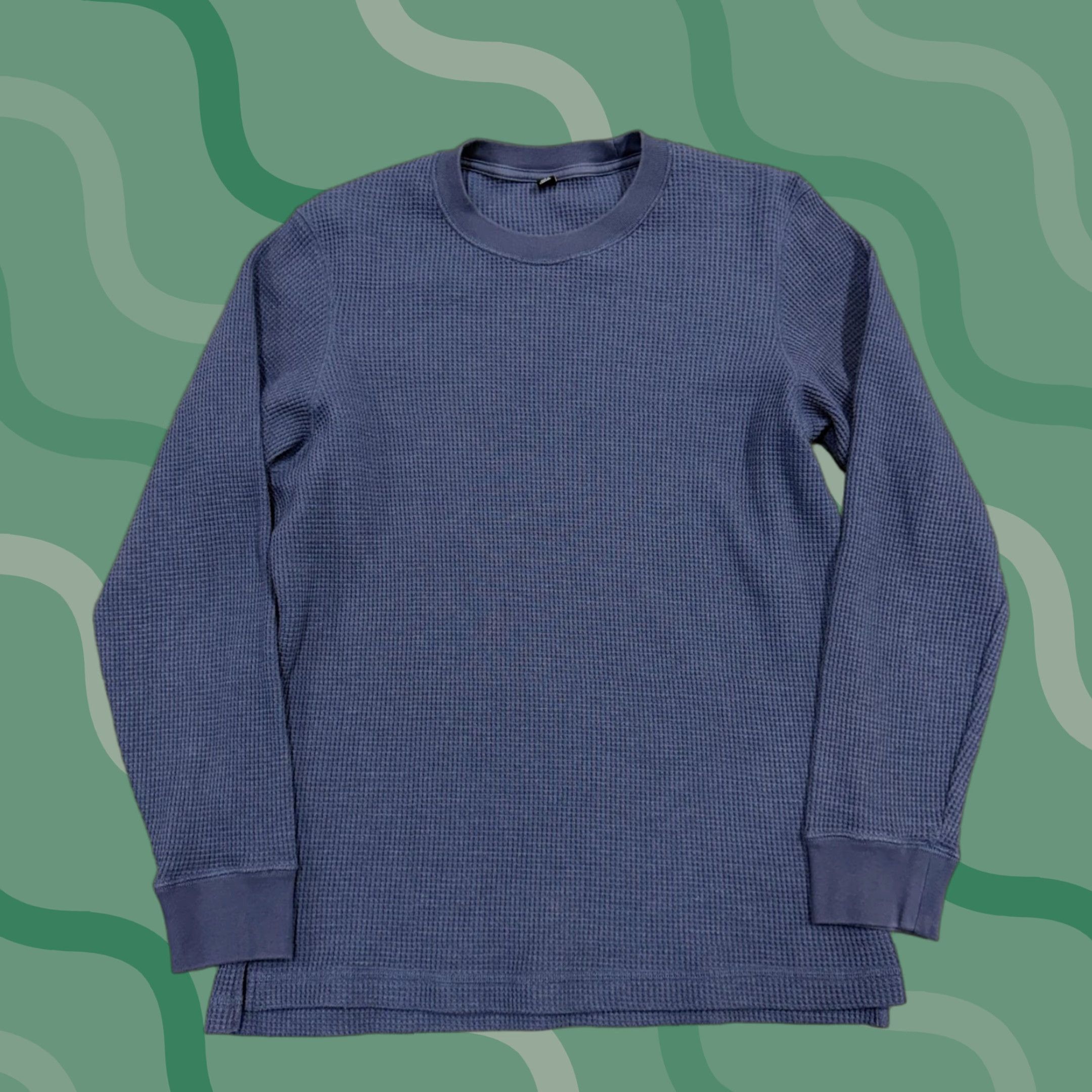 Uniqlo Uniqlo Shirt Mens Small Blue Waffle Knit Long Sleeve Thermal Crewneck Tee Size US S / EU 44-46 / 1 - 1 Thumbnail