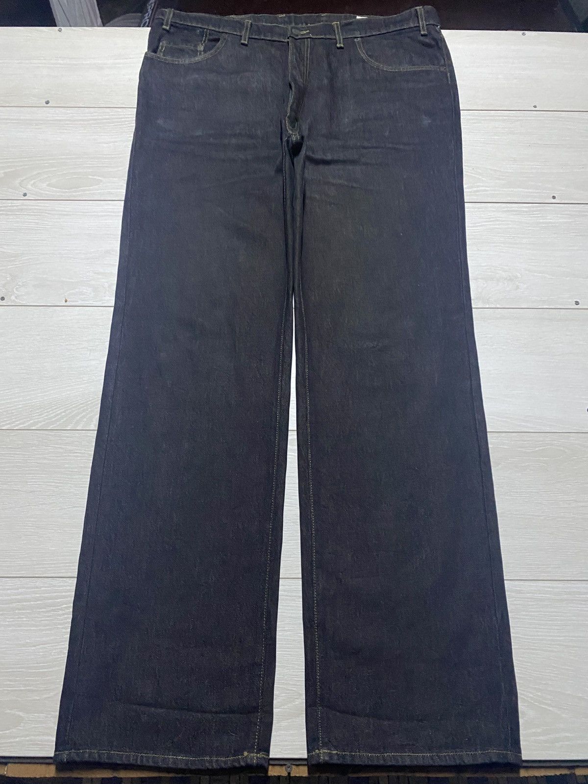Big John Vintage Big John Black Denim Distressed Repair Baggy Jeans Size US 41 - 1 Thumbnail
