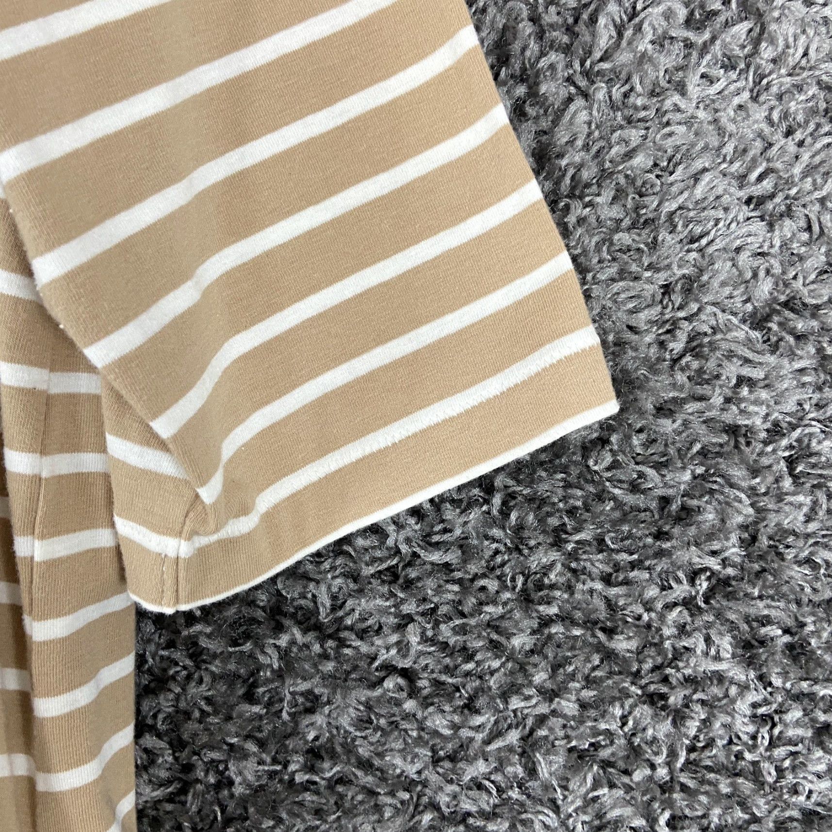 Bebe Messe Bebe Beige White Striped Dress T-Shirt Dress Pockets L Women Knee Length Size L / US 10 / IT 46 - 4 Thumbnail