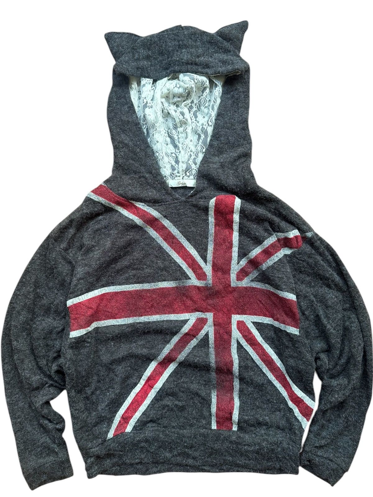 Japanese Brand Maris rock red stripped cat ear hoodie | Grailed