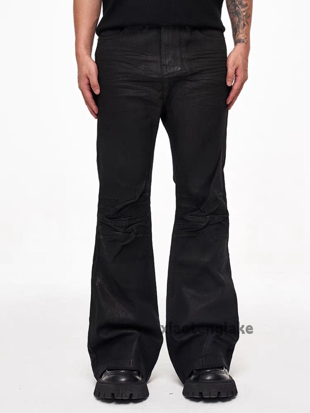 Designer × Jean × Vintage Unisex utility punk grunge bootcut wax stain paint jeans Size US 34 / EU 50 - 2 Thumbnail
