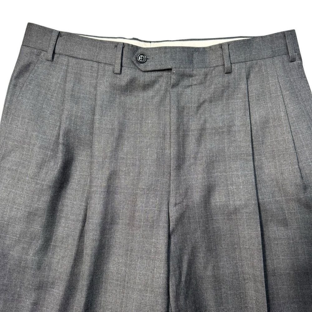 Canali Canali Pleated Wool Dress Grey Plaid Pants Size 52IT US 36 Size US 36 / EU 52 - 9 Thumbnail