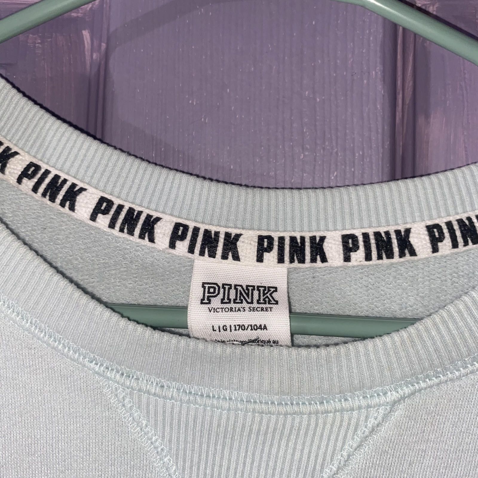 Pink Victoria’s Secret PINK Crewneck Sweatshirt L Sage Green Size L / US 10 / IT 46 - 3 Thumbnail