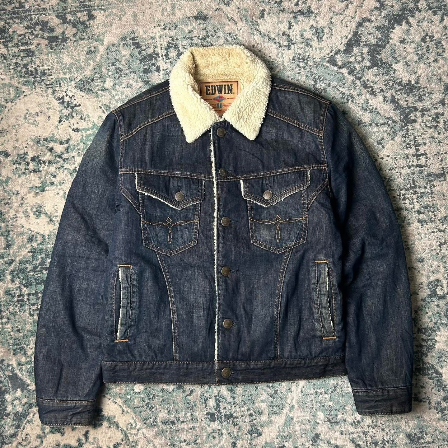 Edwin Vintage Edwin Sherpa Autumn Denim Jacket Cowboy Size US L / EU 52-54 / 3 - 1 Thumbnail