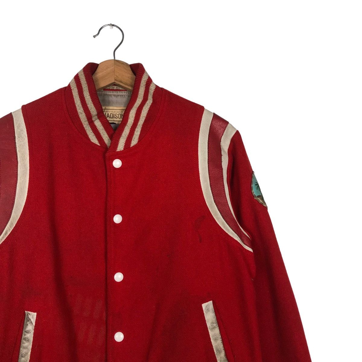 Japanese Brand 🔥Vintage Bomber Varsity Jacket Madison Hawaii Patches Big Size US L / EU 52-54 / 3 - 6 Thumbnail