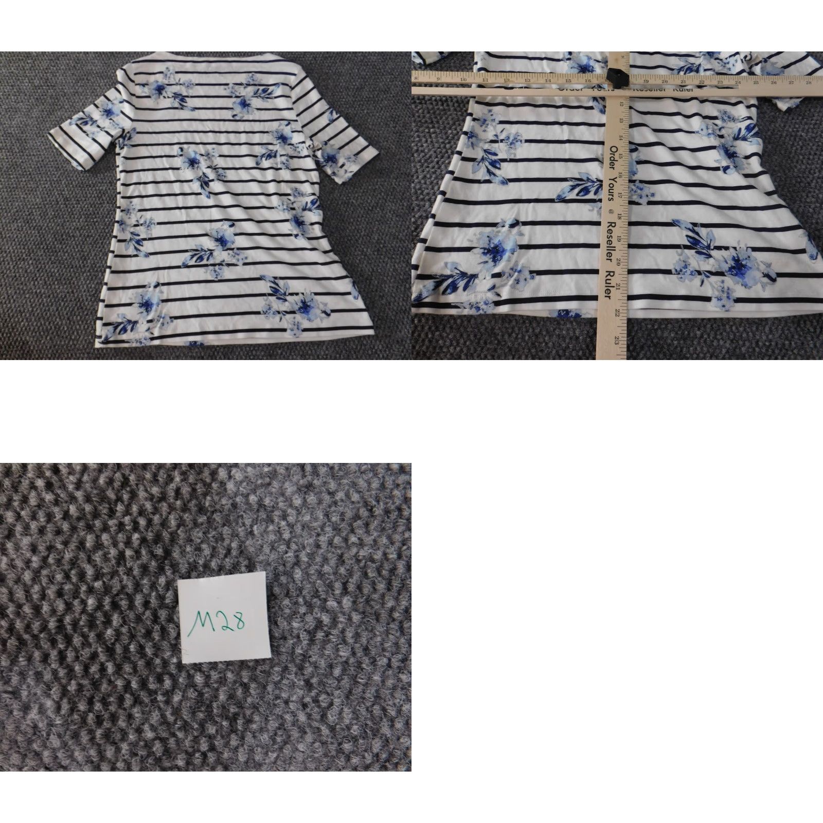 Croft & Barrow Croft & Barrow Womens Blouse PS Petites blue floral striped shirt Size S / US 4 / IT 40 - 8 Thumbnail