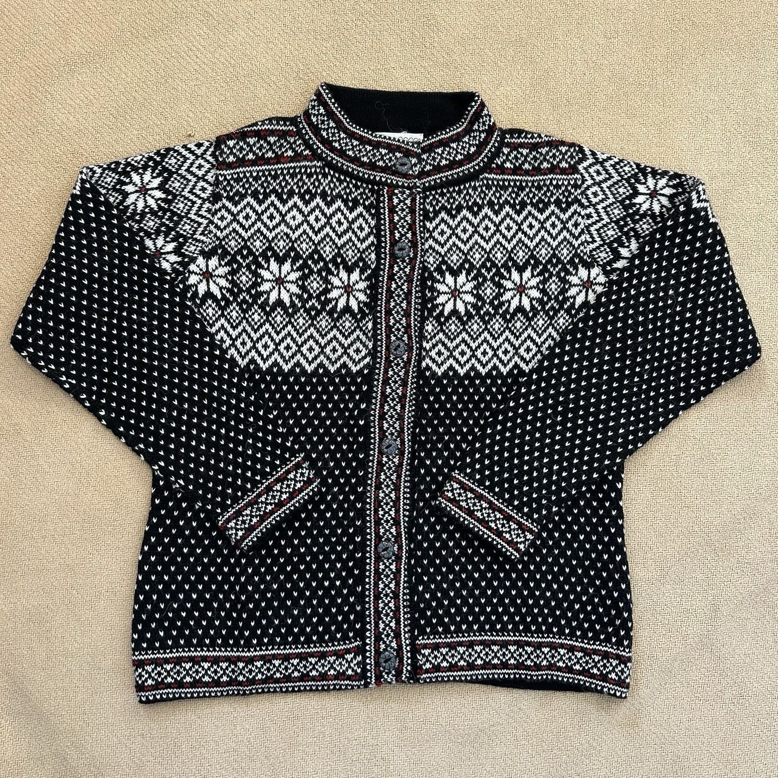 Vintage Alpaca Imports Fair Isle Snowflake Wool Cardigan Sweater Size S / US 4 / IT 40 - 1 Thumbnail