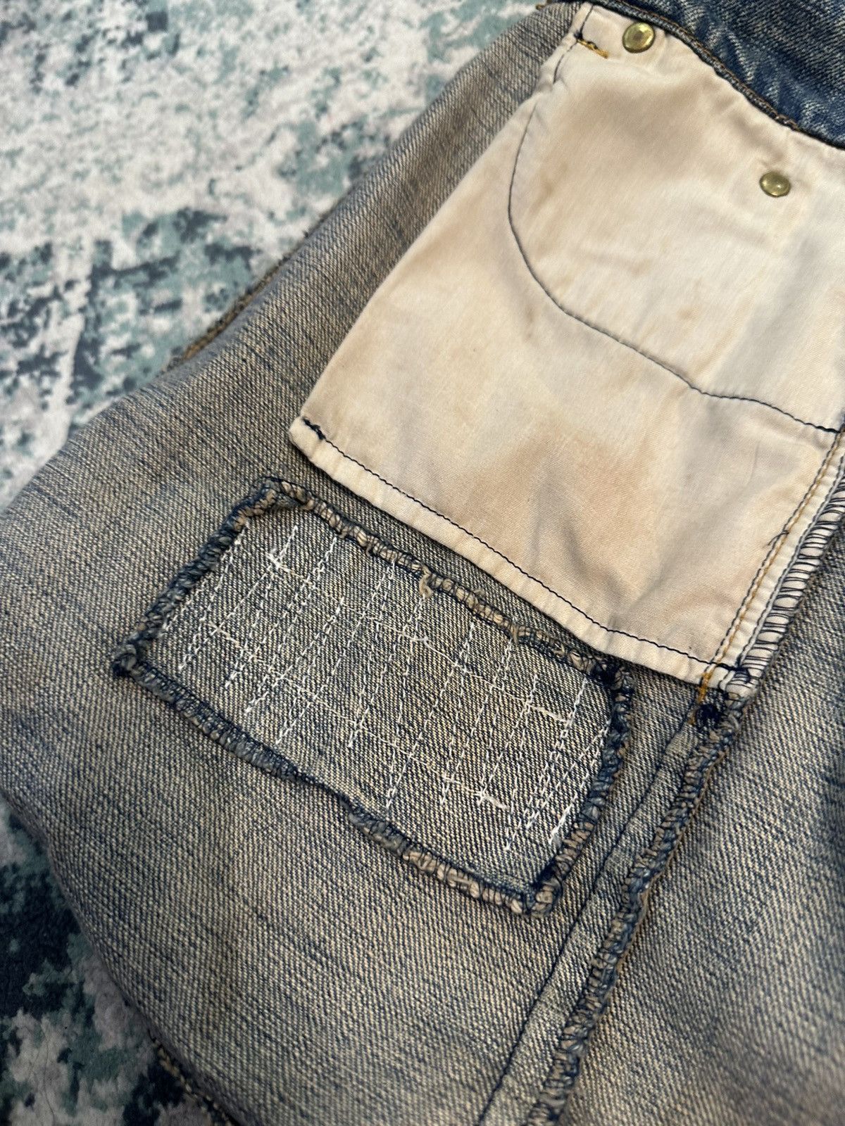 If Six Was Nine L.G.B Le Grande Bleu | Reconstructed Denim Distressed Bag Size ONE SIZE - 8 Thumbnail
