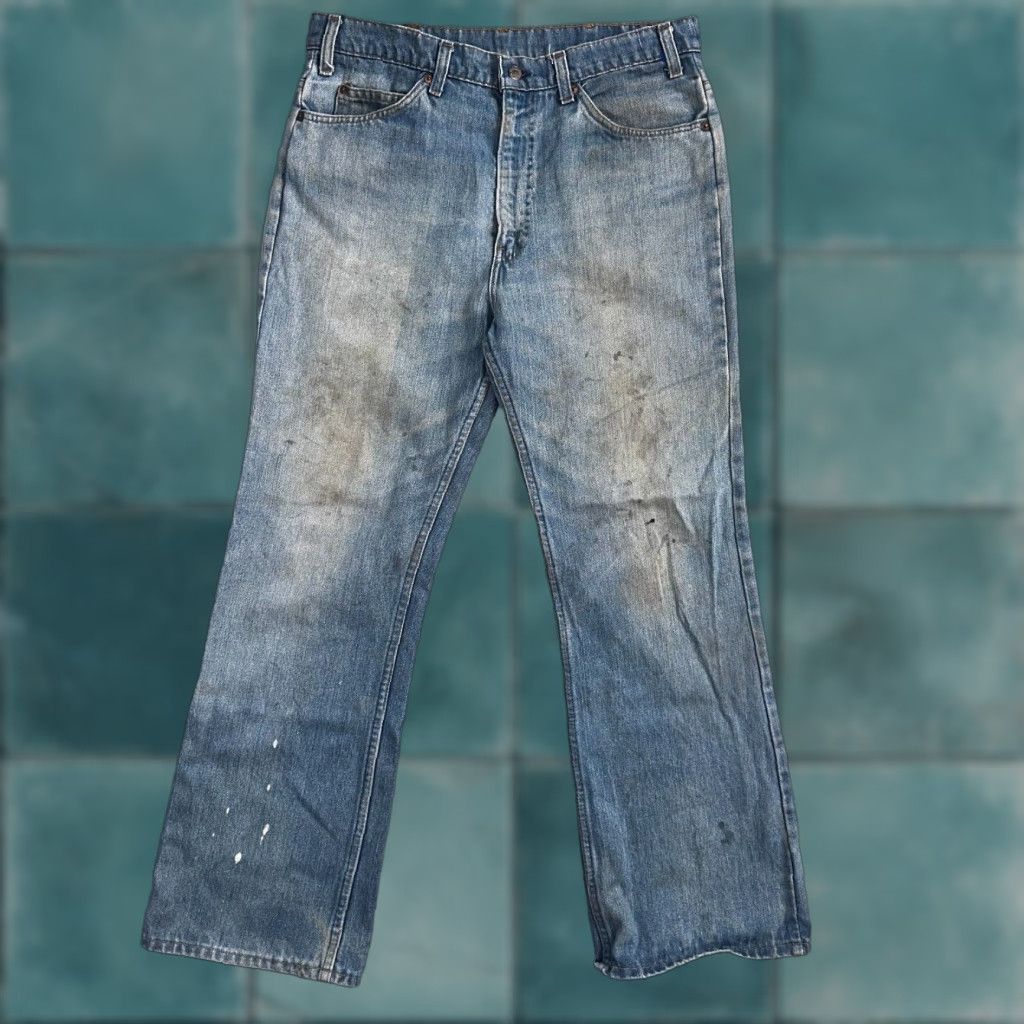 VINTAGE Levi's 517 Bootcut Jeans Men 34 Blue 80s USA Tan Tab Flare