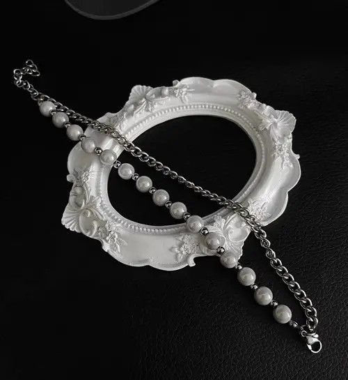 Designer × Vintage Retro reflective pearl silver bracelet Size ONE SIZE - 4 Thumbnail