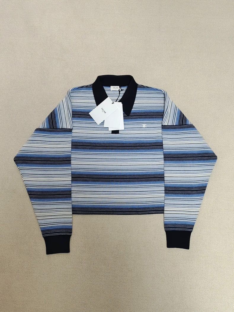 Celine CELINESS24 striped single-breasted long sleeve sweater 2503 Size US M / EU 48-50 / 2 - 1 Thumbnail