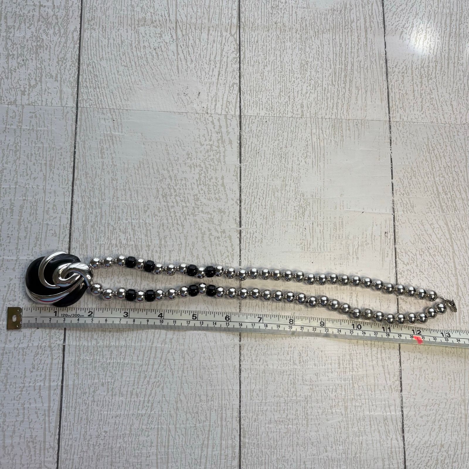 Other Vtg 1980s Napier Black & Silver Tone Swirled Disc Necklace Size ONE SIZE - 4 Thumbnail