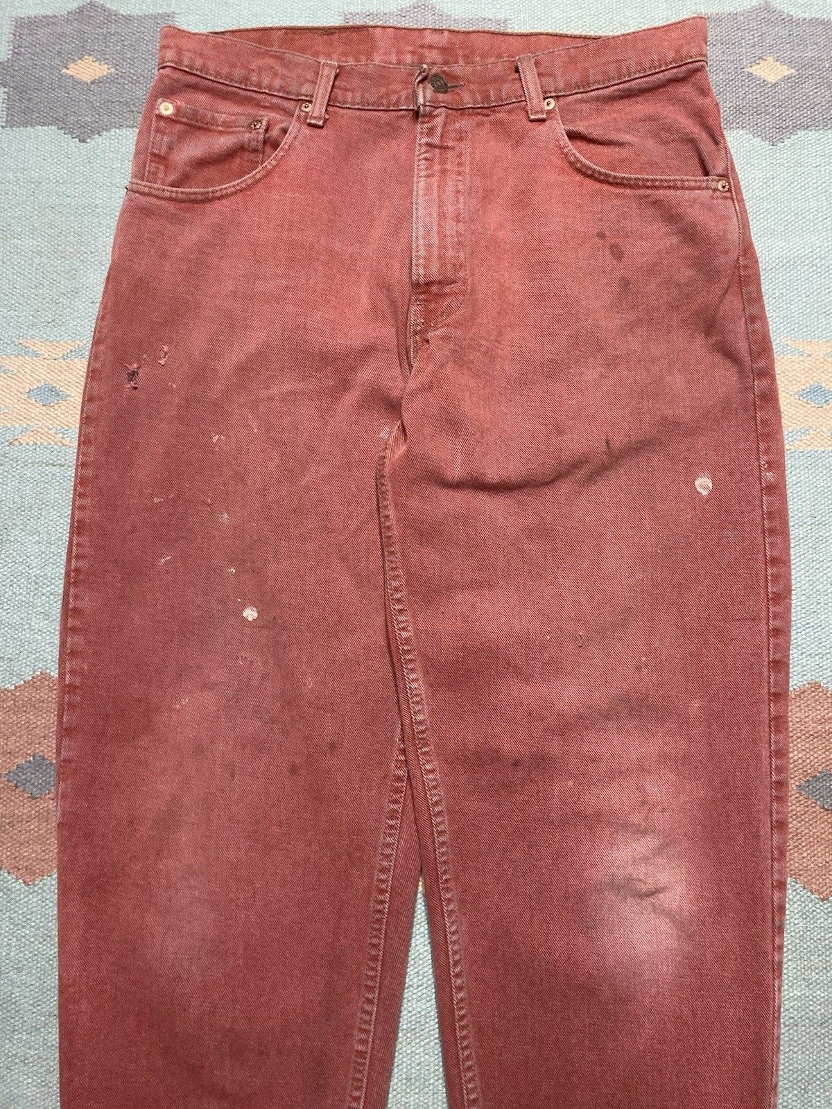 Vintage 90s Levis 560 jeans faded salmon paint baggy tapered 34x34 Size US 34 / EU 50 - 3 Thumbnail