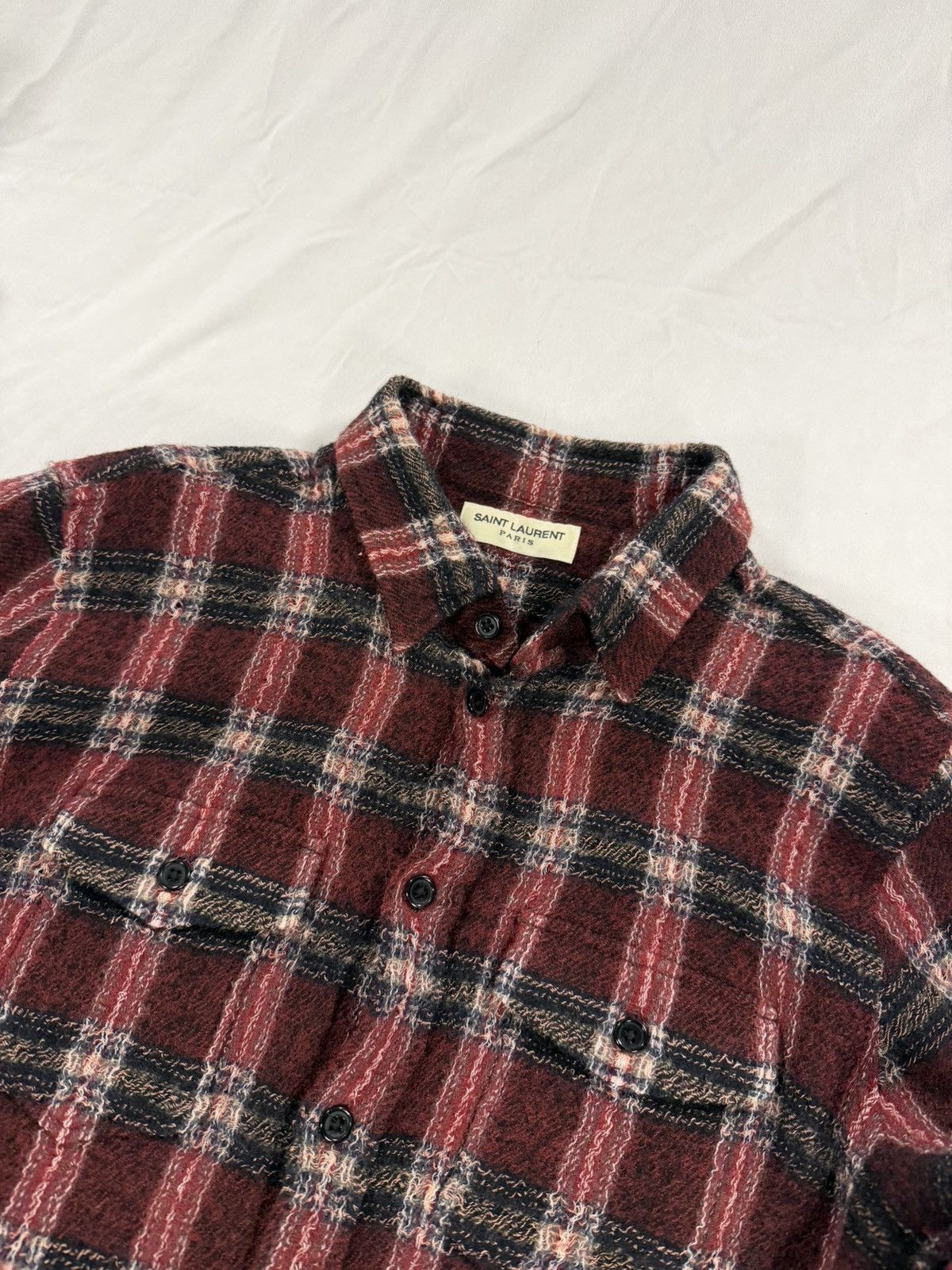Saint Laurent Paris Saint Laurent Paris 2018 Gauze Wool Flannel Shirt Red Size L Size US L / EU 52-54 / 3 - 3 Thumbnail