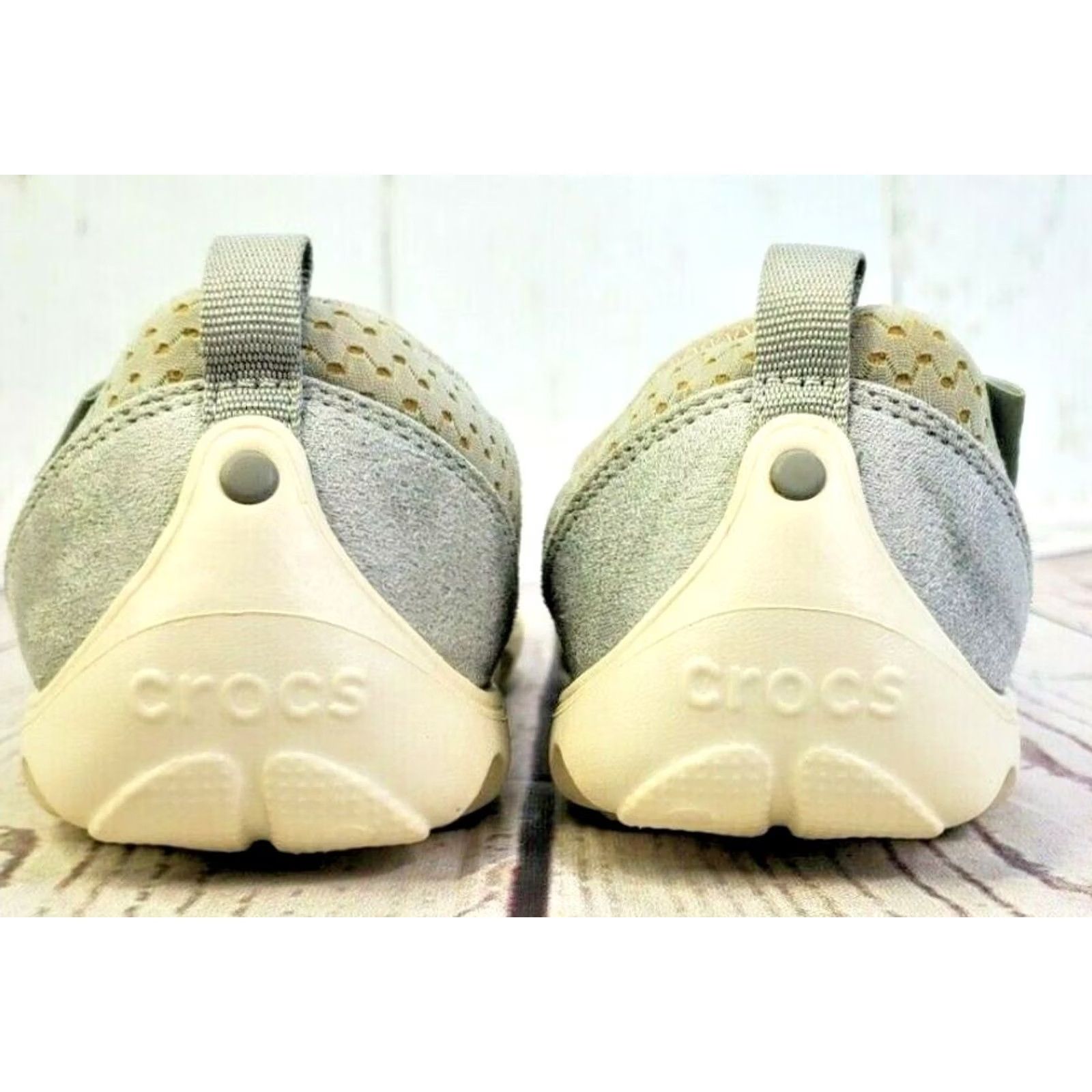 Crocs Crocs Slip-On Flats Women’s 6 Gray Canvas Duet Busy Day Skimmer Casual Comfort Flat Shoes Size US 6 / IT 36 - 4 Thumbnail