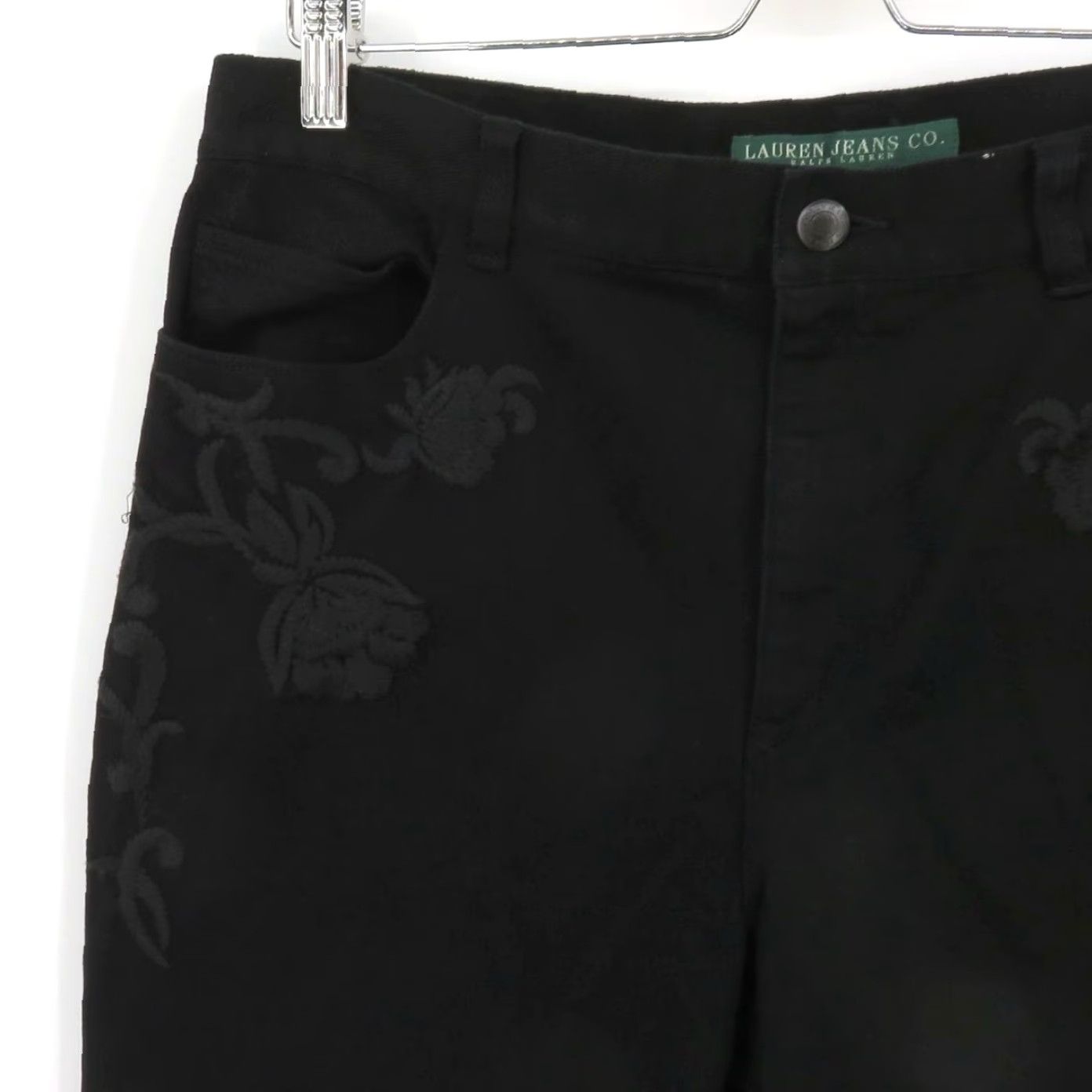 CO Lauren Jeans Co Jeans Women 14 Black Embroidered Floral Flower Denim Size 36" / US 14 / IT 50 - 3 Thumbnail