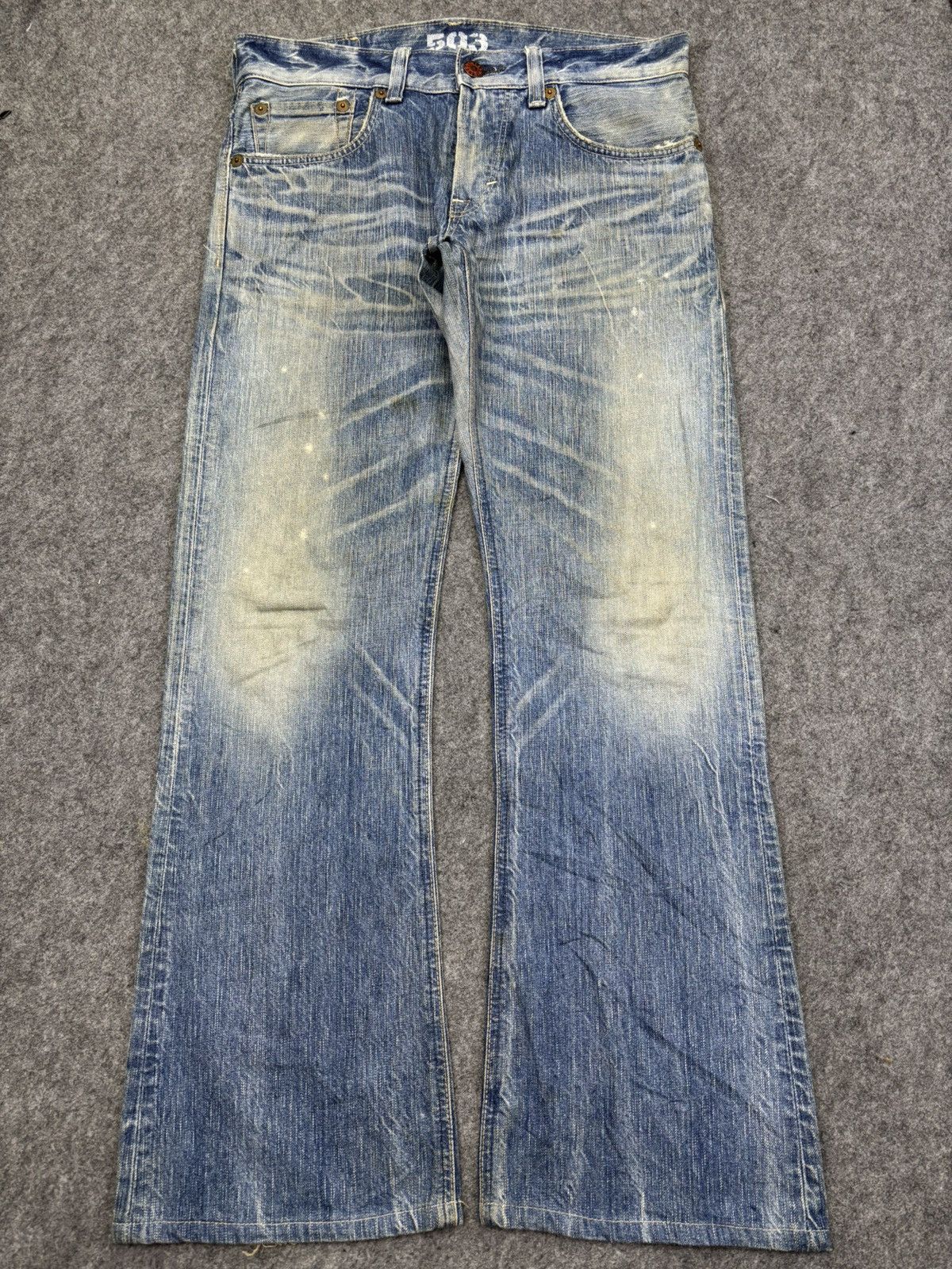 Edwin 💥Flare💥Edwin 503 Insane Fades Medium Wash Denim F910 Size US 33 - 15 Thumbnail