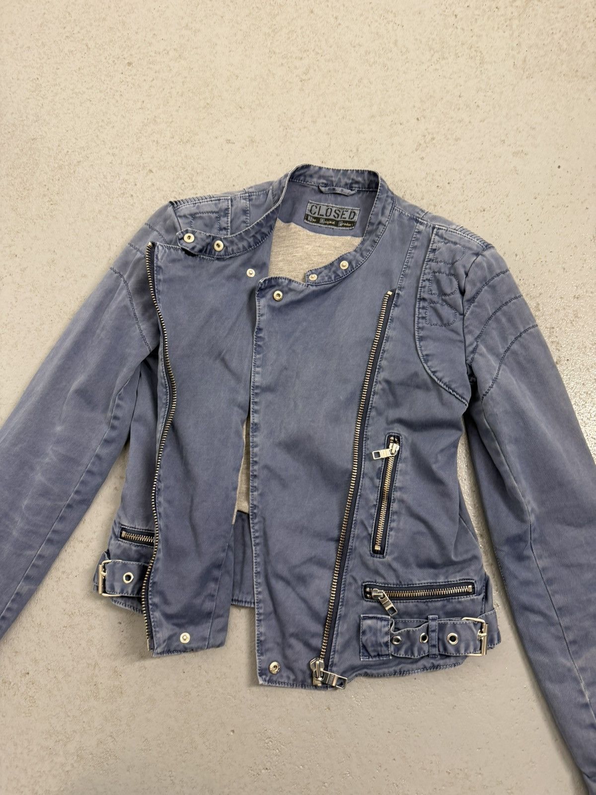 CLOSED Closed Washed Biker Multi-zip Side Zip Jacket Size S / US 4 / IT 40 - 6 Thumbnail
