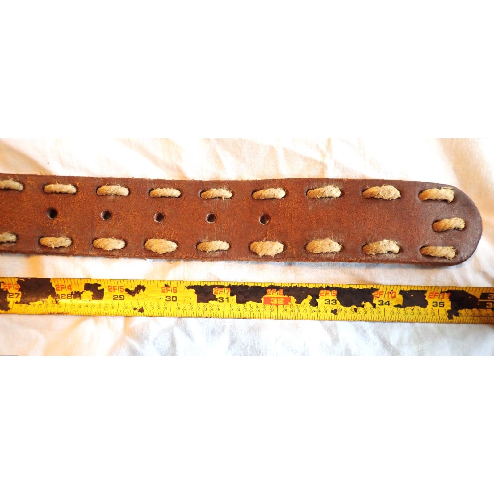 Vintage VINTAGE Common Seed Brown Cowhide Leather Belt Men Western Size 26-30 Rustic Cowboy Embossed Rope Trim Size ONE SIZE - 7 Thumbnail