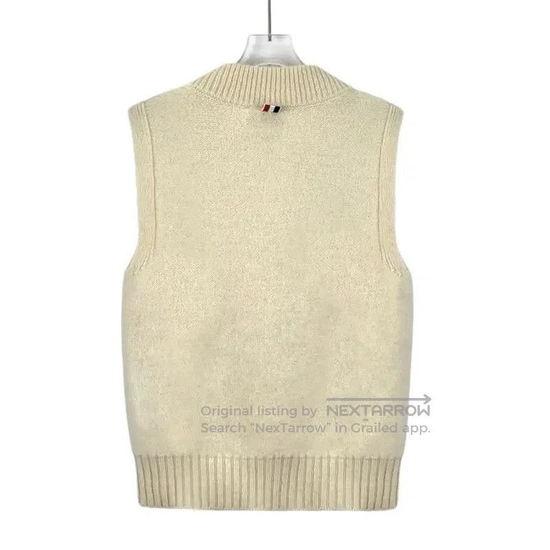 Thom Browne Thom Browne Beige Wool Sleeveless Sweater . Size US M / EU 48-50 / 2 - 2 Thumbnail